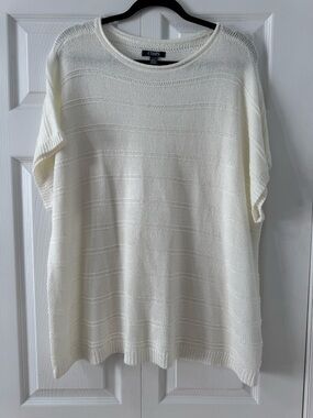 Chaps Women's Off-White Lightweight Knit Scoop Neck Sweater